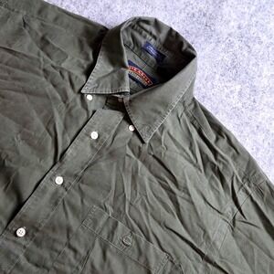 Jos. A. Bank Vintage USA Made Green Mens L 17 34/35‎ Cotton Button‑Down Shirt